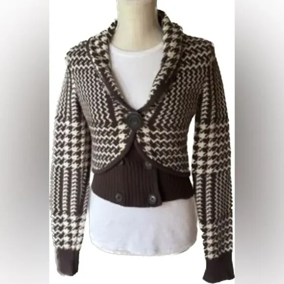 Anthropologie Cartonnier - Wool Brown Jabberwocky Cardigan Sweater - size L NWOT - Picture 2 of 10